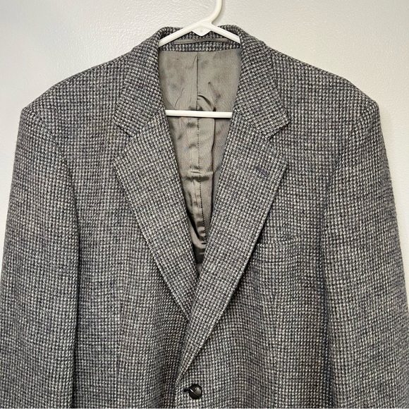 Vintage Arnie Gray Tweed Blazer 100% Wool Business Casual Classic Retro Mens 44L - Picture 2 of 12